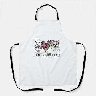 Cat Rescue Tie Dye Peace Love Cats Halloween Cat L Apron