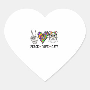 Cat Rescue Tie Dye Peace Love Cats Halloween Cat L Heart Sticker