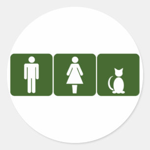 Cat Restroom Classic Round Sticker