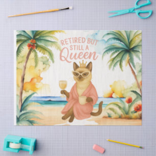 Cat Retirement Women Cat Lover at beach Tissue Paper