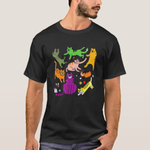 Cat Retro Style itty Cats Multicolor for Boys Gir T-Shirt
