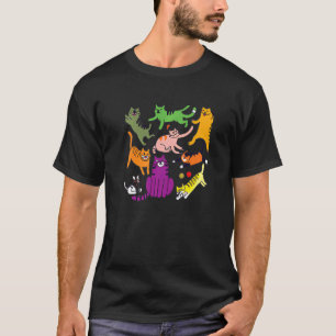 Cat Retro Style itty Cats Multicolor for Boys Girl T-Shirt