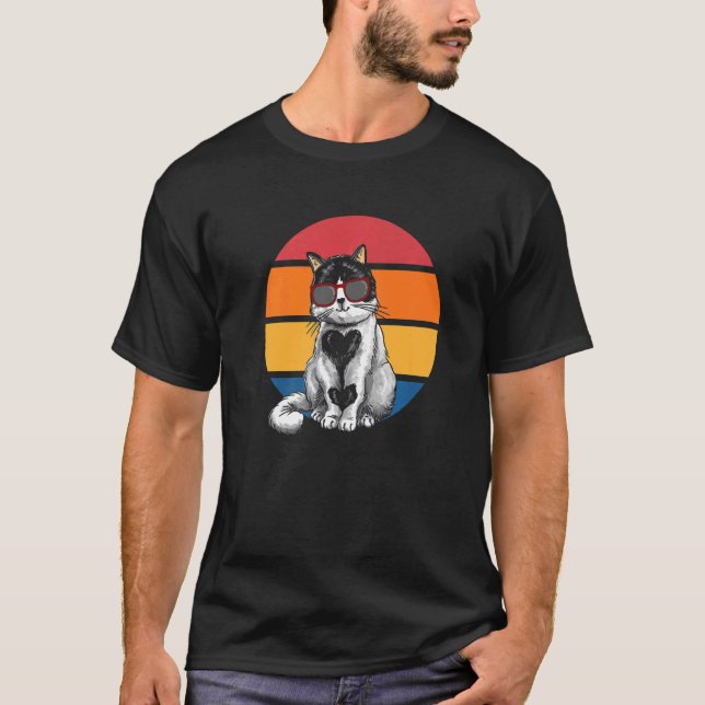Cat Retro Sunset Cat Sunset I Cat T-Shirt (Front)