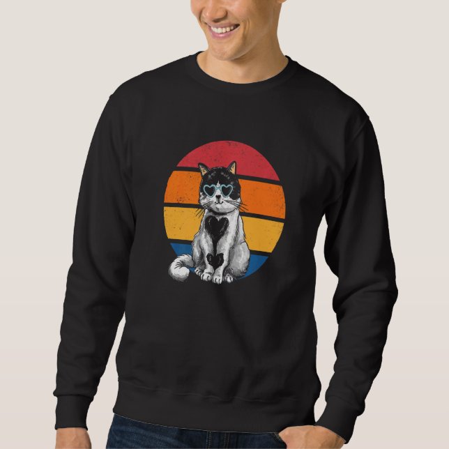 Cat Retro Sunset Cat Sunset I Retro Cat Sweatshirt (Front)