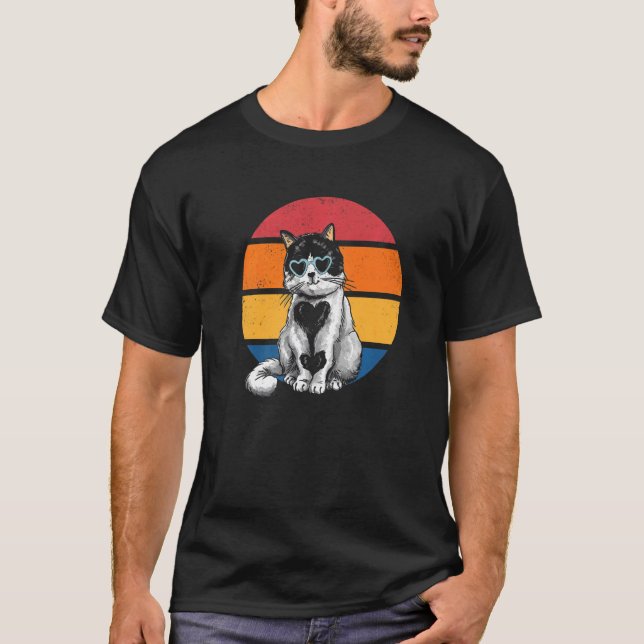 Cat Retro Sunset Cat Sunset I Retro Cat T-Shirt (Front)