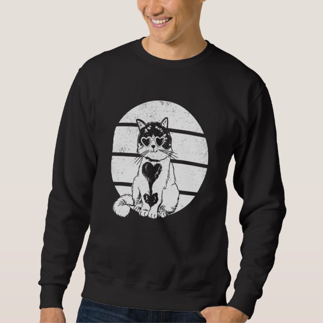 Cat  Retro Sunset Cat Sunset Sweatshirt (Front)