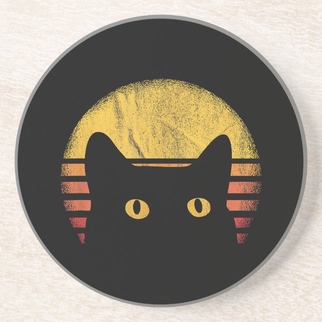 Cat Retro Vintage Coaster (Front)