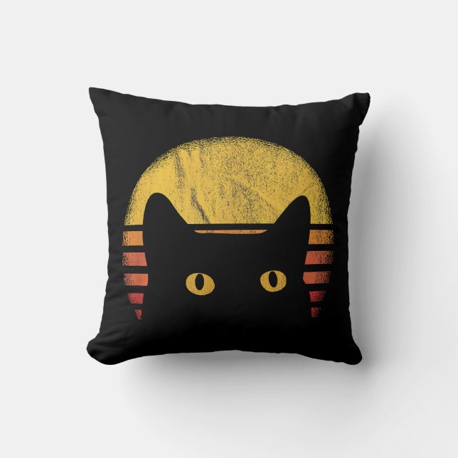 Cat Retro Vintage Cushion (Front)