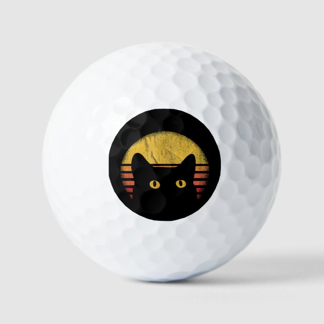Cat Retro Vintage Golf Balls (Front)