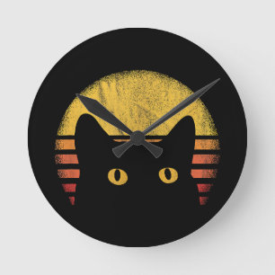 Cat Retro Vintage Round Clock