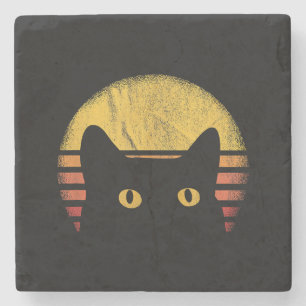 Cat Retro Vintage Stone Coaster