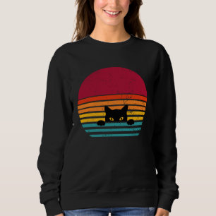 Cat retro vintage sunset peeking sweatshirt