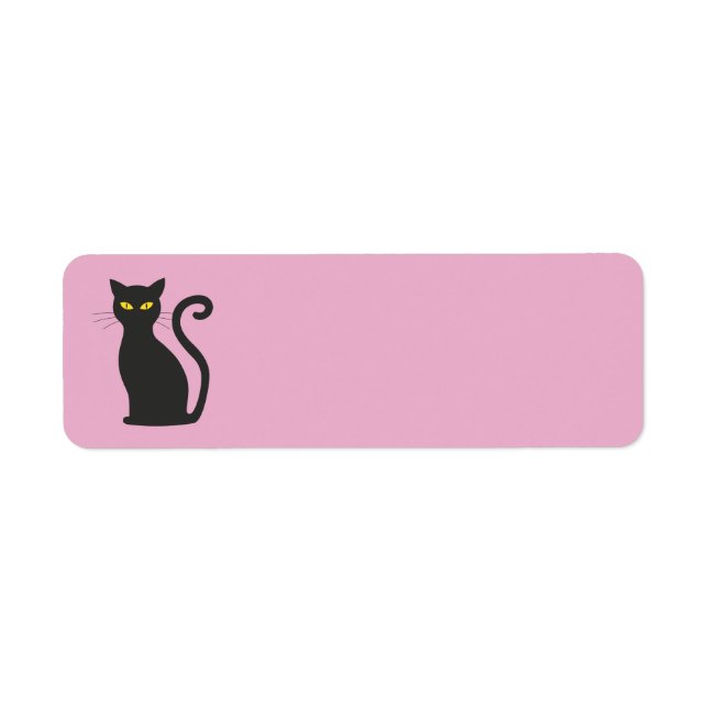 CAT RETURN CUSTOM ADDRESS LABELS, BLACK CAT LABEL (Front)