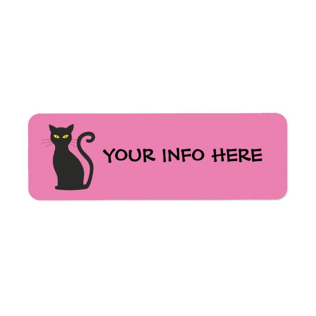 CAT RETURN PERSONALIZED ADDRESS LABELS, BLACK CAT LABEL (Front)