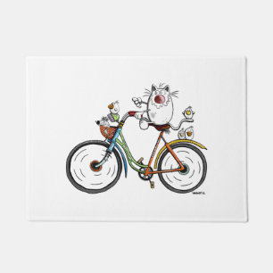 Cat rides a colourful bike - Cats - Gift - Funny Doormat