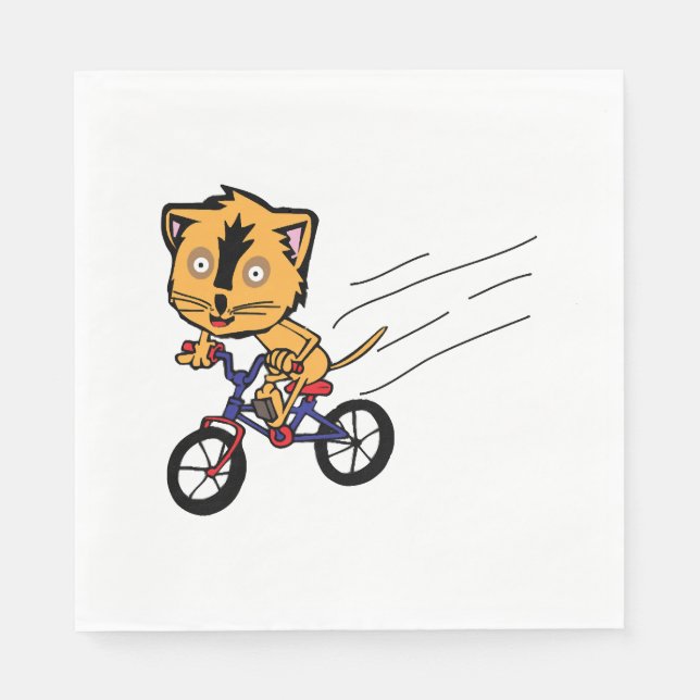 Cat rides bicycle napkin (Front)