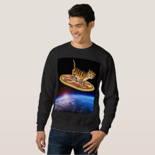 CAT RIDING A PIZZA IN SPACE funny T-shirts