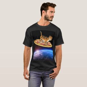 CAT RIDING A PIZZA IN SPACE funny T-shirts
