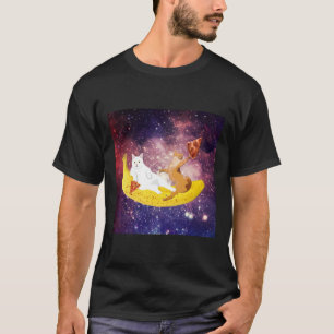 Cat riding banana in galaxy T-Shirt
