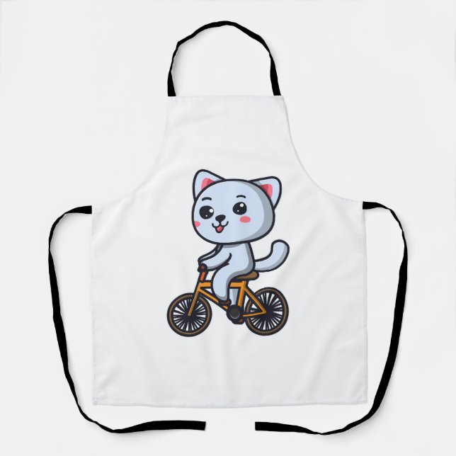 Cat Riding Bicycle Cat design gifts for women Apron (Front)
