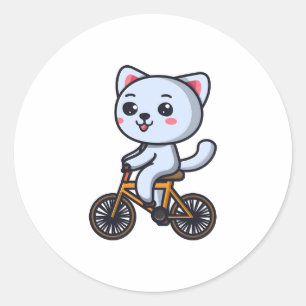 Cat Riding Bicycle Cat design gifts for women Classic Round Sticker