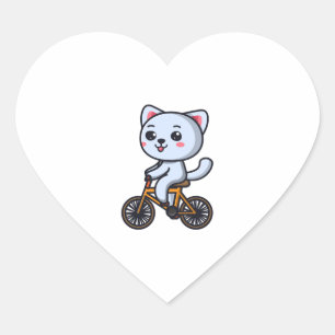 Cat Riding Bicycle Cat design gifts for women Heart Sticker