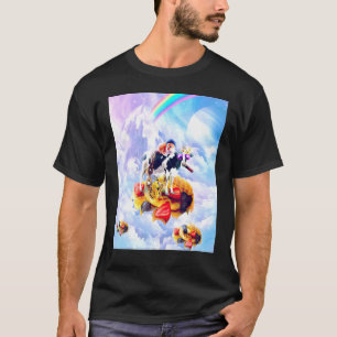 Cat Riding Cow On Clouds And Waffles T-Shirt
