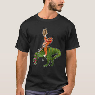 Cat Riding Dinosaur rex Kitten Rodeo Tyrannosaur R T-Shirt