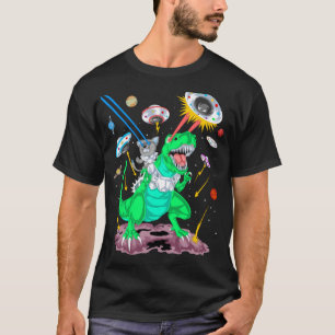 cat riding dinosaur T-Shirt