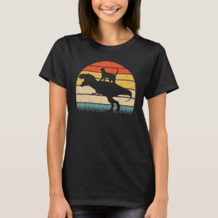 Cat Riding Dinosaur Vintage Retro Graphic Animal T-Shirt