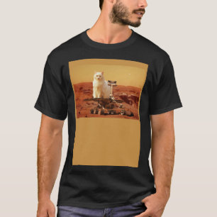 Cat Riding Mars Rover on Foreign Landscape T-Shirt