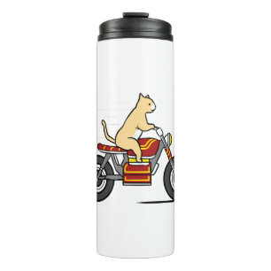 Cat Riding Motorcycle Thermal Tumbler