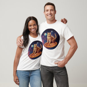 Cat Riding Pizza Galaxy T-Shirt