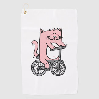 Cat riding the bike golf towel