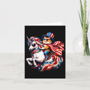 Cat Riding Unicorn Usa Flag Patriotic 4th Of July Card