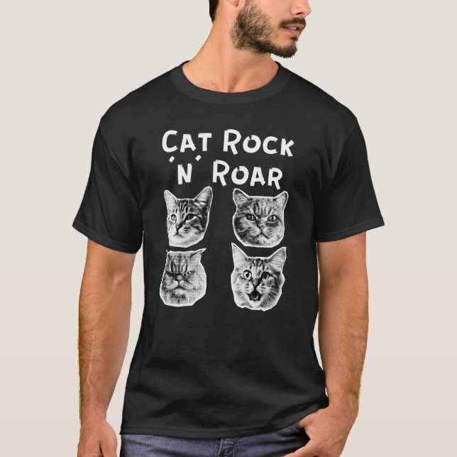 Cat rock and roar retro T-Shirt (Front)