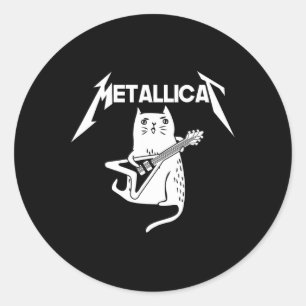 Cat Rock Band Guitar Fun Christmas Gift Classic Round Sticker