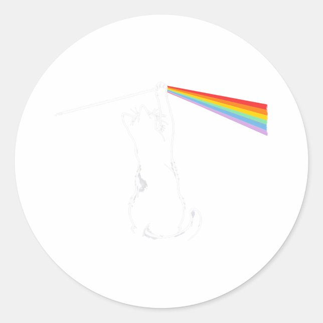 Cat Rock Music Funny Cat Colours  Classic Round Sticker (Front)