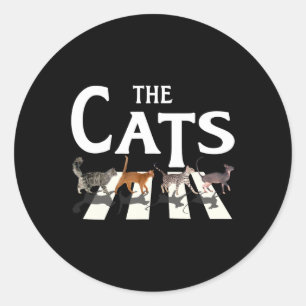 Cat Rock Music Funny Cat Lover Gifts For Men Classic Round Sticker