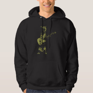 Cat Rocker Funny Kitty Cat Playing Guitar Musician Hoodie