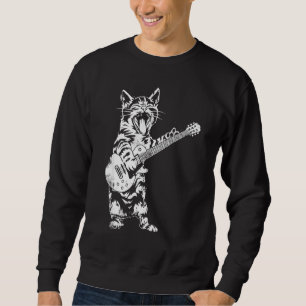 Cat Rocker Funny Kitty Plays Guitar Rockstar Cats Sweatshirt