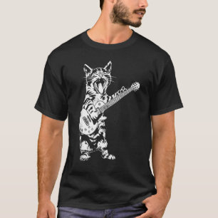 Cat Rocker Funny Kitty Plays Guitar Rockstar Cats  T-Shirt