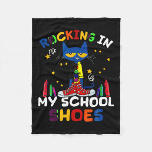 Cat-rocking I N My-school-shoes-back To-school-cat Fleece Blanket