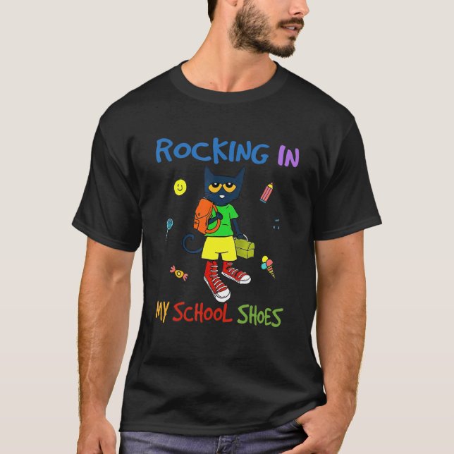 Cat Rocking In My School Shoes Back To School Kids T-Shirt (Front)