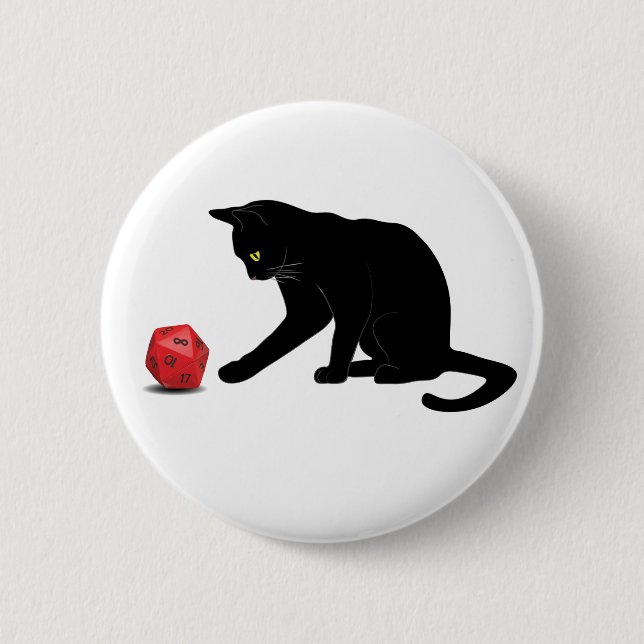 Cat Rolling Dice RPG Role Playing Games 6 Cm Round Badge (Front)