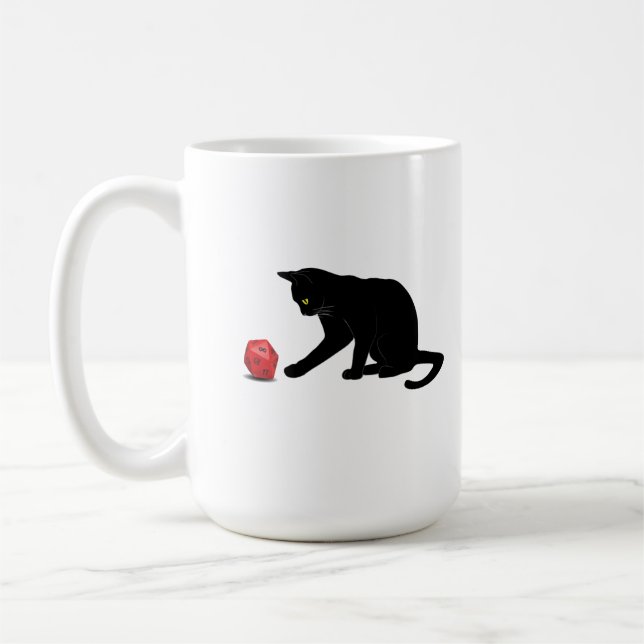 Cat Rolling Dice RPG Role Playing Games Coffee Mug (Left)