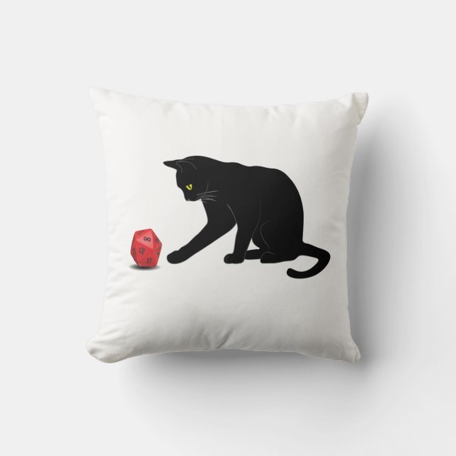 Cat Rolling Dice RPG Role Playing Games Cushion (Front)