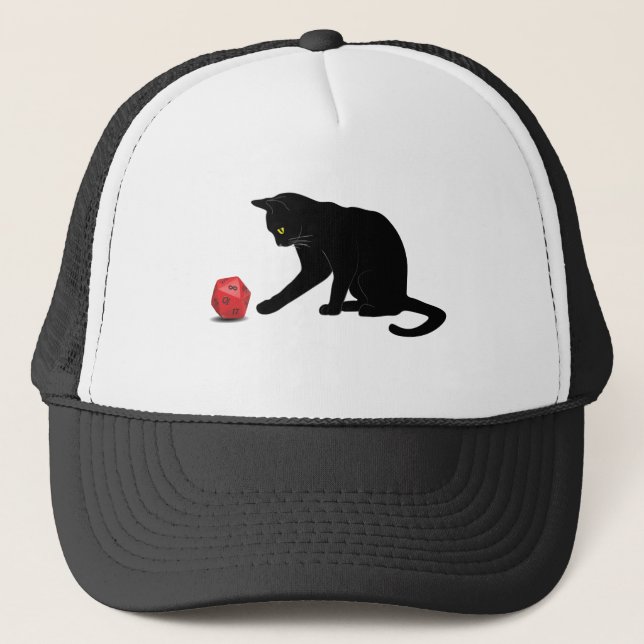 Cat Rolling Dice RPG Role Playing Games Gaming Lov Trucker Hat (Front)