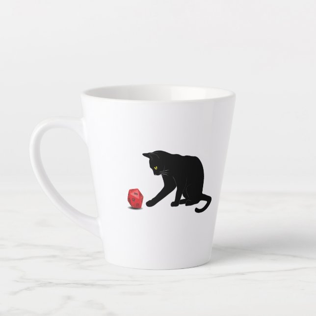 Cat Rolling Dice RPG Role Playing Games Latte Mug (Left)