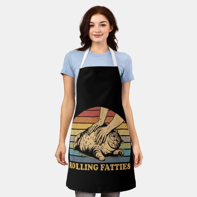 Cat Rolling Fatties Funny Apron (Worn)